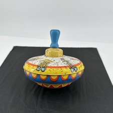 Vintage Ohio Art Circus Train Tin Litho Spinning Top Toy USA Colorful Graphics