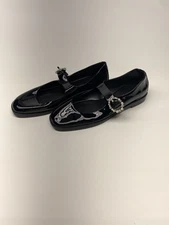 Stuart Weitzman Womens Loralei Crystal Mary Jane Black Patent Leather Shoe Sz 8B