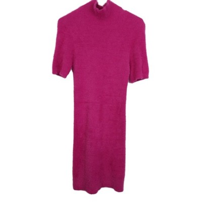 Rotate Birger Christensen Strick flauschig rosa Kleid Gr. 10 hochgeschlossen Stretch