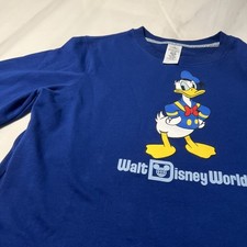 2022 Walt Disney World WDW Blue Donald Duck Pullover Crewneck Sweatshirt L