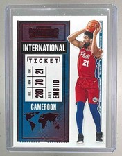 Joel Embiid 2020 Panini Contenders #8 Red International Ticket