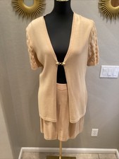 St John Collection Sand Color Knit 2 Piece Short Set Size M/10