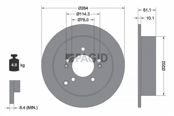 2X Bremsscheibe Pagid 54340NC FüR Hyundai Santa FÉ 1 SM Ix35 LM EL ELH Tucson JM-image