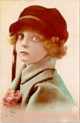 RPPC Hand Tint Blonde Girl Curls Winsome Hat Coat Studio P.U. 1922 N-479