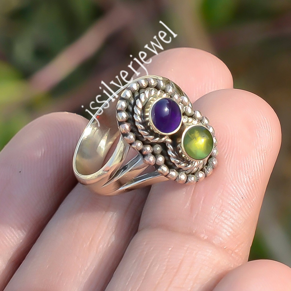 Green Peridot Amethyst Gemstone 925 Sterling Silver Wedding