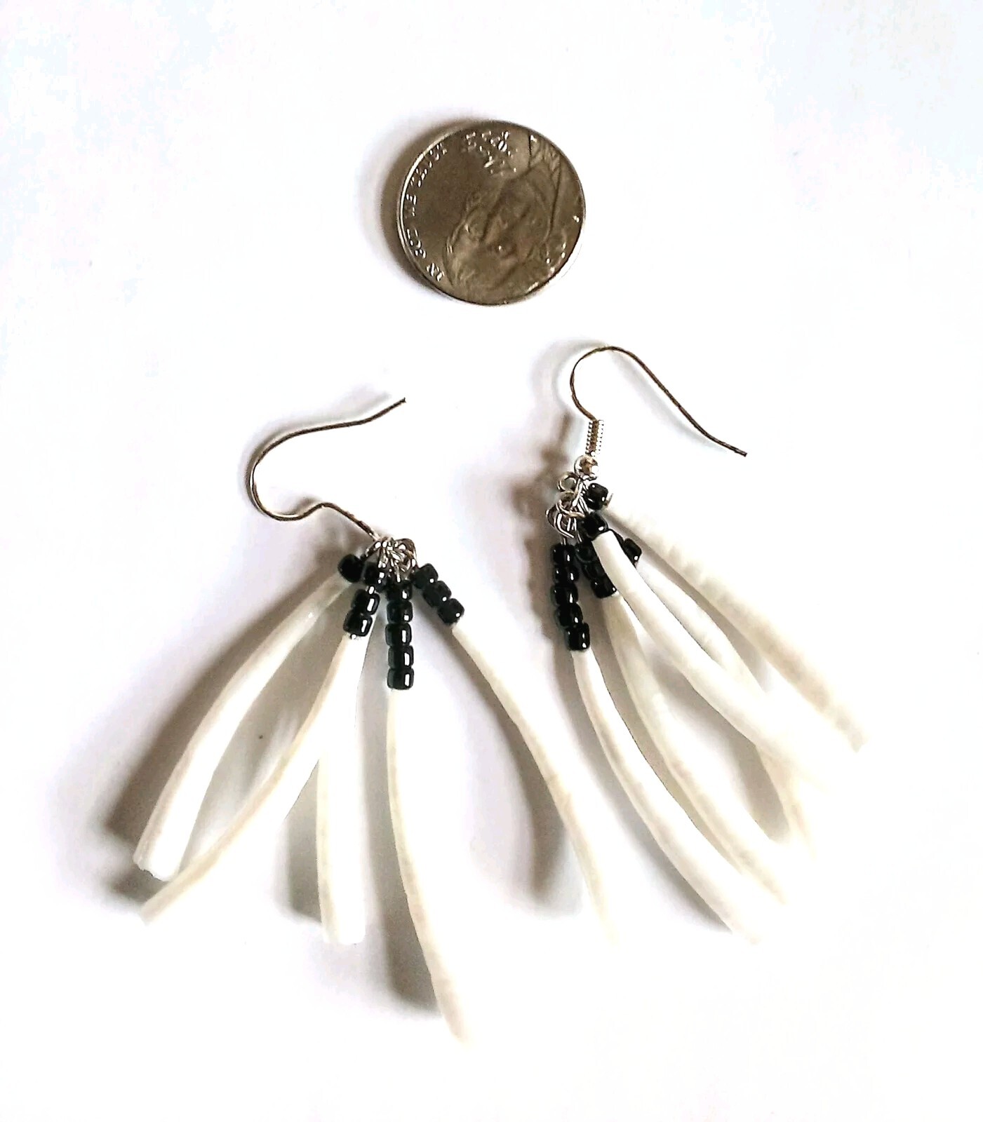 Dentalium Shell Cascading Dangle Earrings - image 4