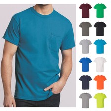 Gildan Heavy Cotton T-Shirt with a Pocket Plain Solid Cotton Tee 5300