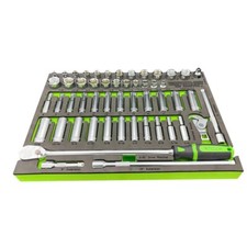 Juego de herramientas de trinquete Vim Tools 52 piezas Master 3/8" dr SAE y métrico con bandeja SMS600