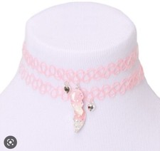 Claire  s BFF Best Friends stretch Pink Yellow Tattoo choker necklace Jewelry