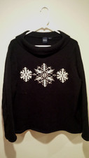 Vintage Clothing Christmas Sweater w/ Snowflakes - Basic Editions - XL - Black