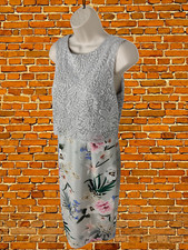 BNWT WALLIS GREY DRESS SIZE UK10 WOMENS SLEEVELESS LACE FLORAL PENCIL TIGHT FIT
