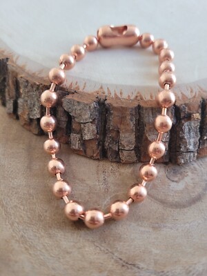 Pure Copper 6mm Ball Chain Bracelet Copper Arthritis Pain Relief Biker Bracelet