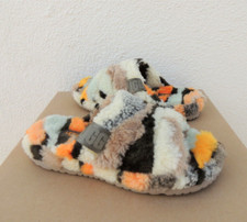 UGG OLIVE CALI COLLAGE ALL GENDER FLUFF YOU SLIPPERS, MEN US 8/ WOMEN US 10 NEW