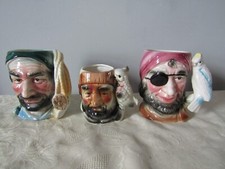3  x  Character  Jugs         13cm Tallest