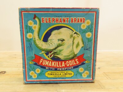 Antique Vintage Elephant Fumakilla Ad Box Mosquito Prop