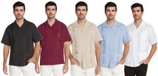 9 Crowns Men's Big & Tall Cuban Beach Wedding Guayabera Button Down Shirt 2X-5X