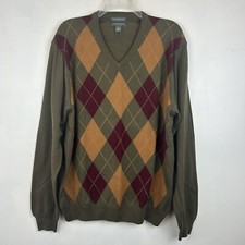 Lyle Scott Sweater Mens L Argile Olive Green Scotland Preppy Classic Academia