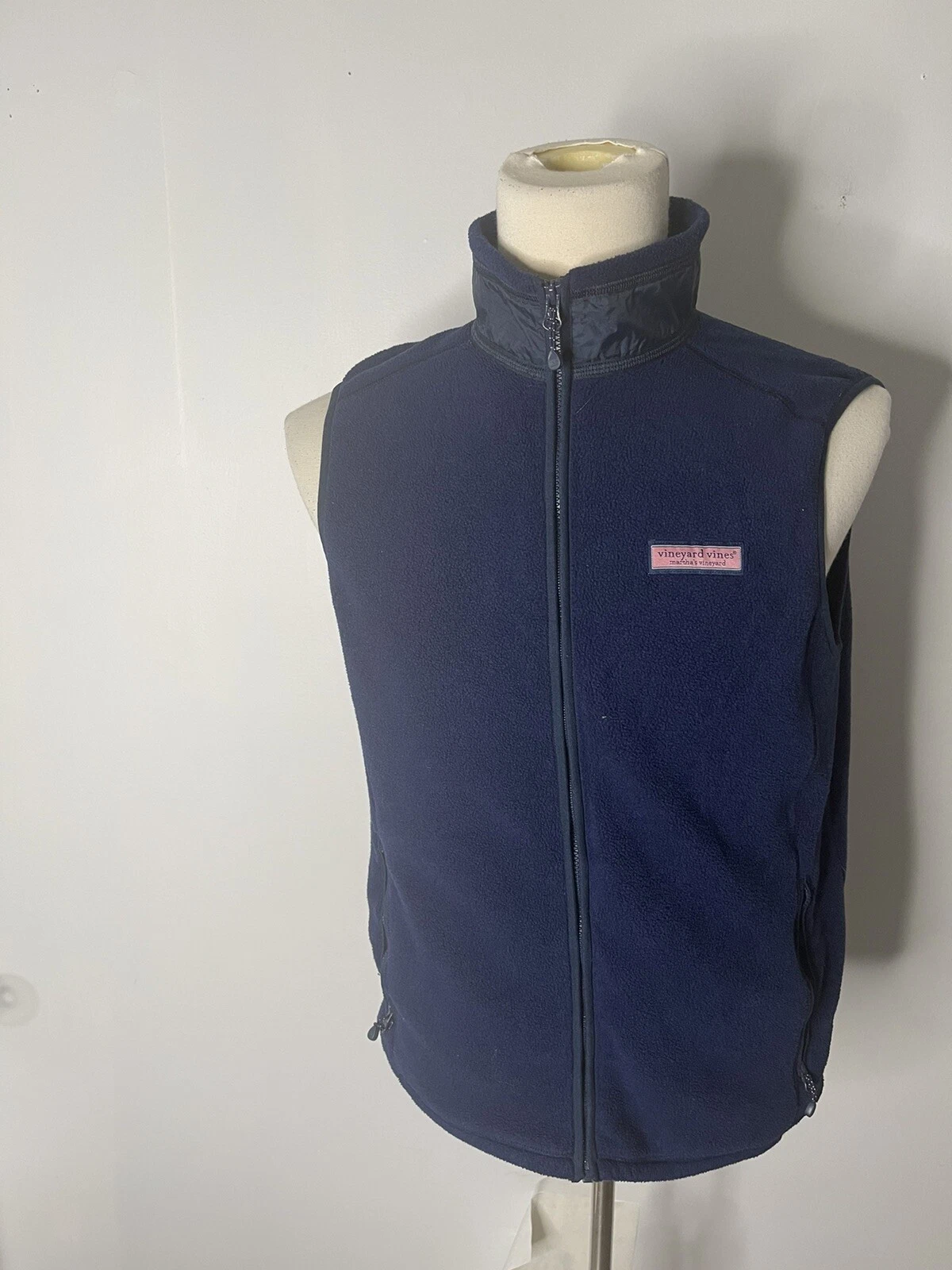 Vineyard Vines full zip sleeveless fleece jacket size small men blue polyester