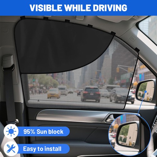 Magnetic Car Window Sun Shade Mesh Privacy Screen & UV Protector Half Blackout - Picture 5 of 8
