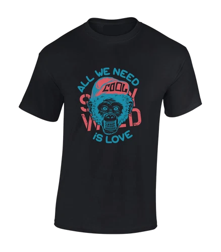 All We Need Is Love Funny Cool Meme Monkey Unisex T-Shirt - Picture 2 of 11