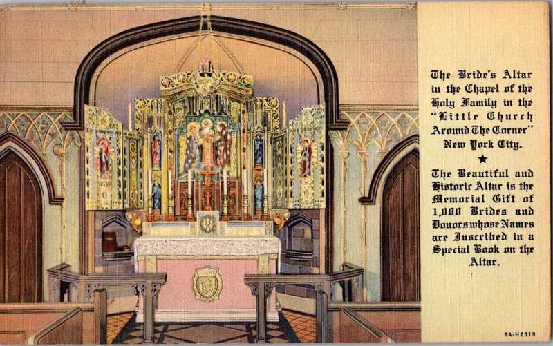 New York Postcard: The Little Church Around The Corner-The Brides Altar-Nyc