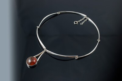 N. E. From Design Collier Kette Silber 925 S Bernstein amber Denmark 60er 70er