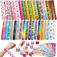 144 Pcs Slap Bracelets Wristbands Snap Bracelets for Kids Party Favors