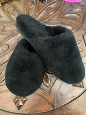 Dearfoam Black Shearling womens Clog Slippers Size 6.5 Euc