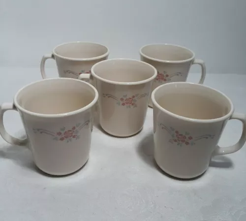 Vintage Corning Ware Corelle English Breakfast Coffee Mugs Tea Cups Set of 5