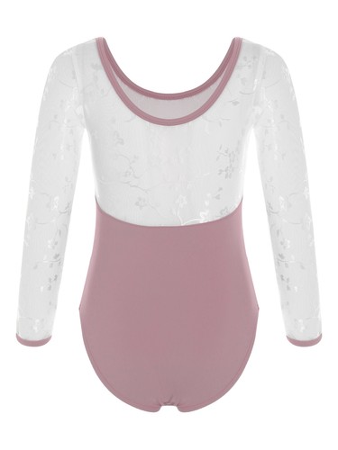 Girls Gymnastics Ballet Dance Leotard Classical Dance Long Sleeve Lace Bodysuit - Picture 9 of 36