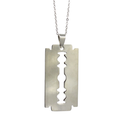 Silver Stainless Steel Silver-Tone Razor Blade Pendant Necklace | eBay