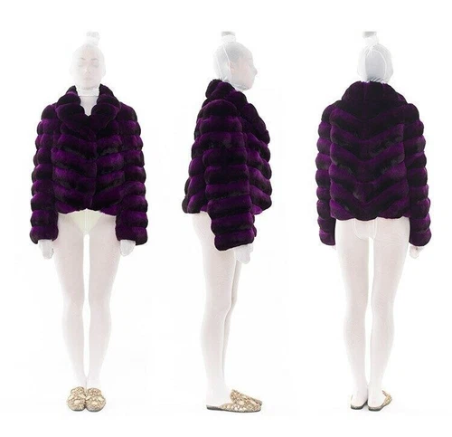 2025 Nuevo Mujer Elegante Real Rex Piel de Conejo Abrigos Largos Chinchilla Solapa - Imagen 16 de 18