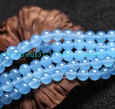 Natural 6mm Light Blue Jade Chalcedony Round Gemstone Loose Beads 15"