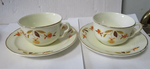 HALL SUPERIOR JEWEL TEA AUTUMN LEAF CUP/SAUCER 2 SETS
