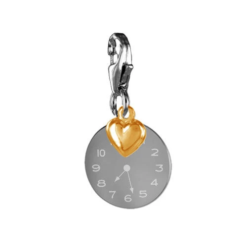 SILBERPOINT Charm Anhänger Taufuhr/Geburtsuhr, persönliche Gravur-Silber 925-Neu