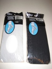 2 Pair Girl's Tuxedo Panel Tights - 1 Pair Black 1 Pair White - Size 7-10