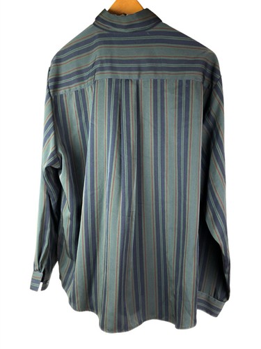 Women's Pendleton Long Sleeve Shirt Polyester Button Down Striped Green Red Blac - Picture 2 of 4