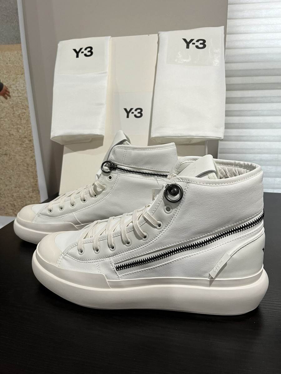 New Y-3 Yohji Yamamoto Ajatu Court High White Sneakers MEN'S