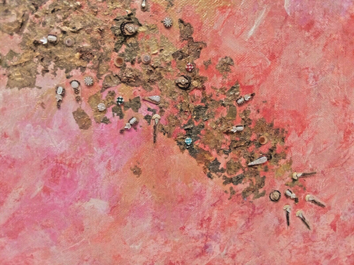 Original Gemälde auf Leinwand 20"x16" Abstrakt Ungerahmt Hängend Rot/Orange/Gold - Bild 7 von 9