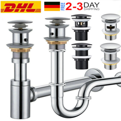 Pop Up Ablaufventil Abfluss Waschbecken Sifon Siphon Ablaufgarnitur Überlauf DHL