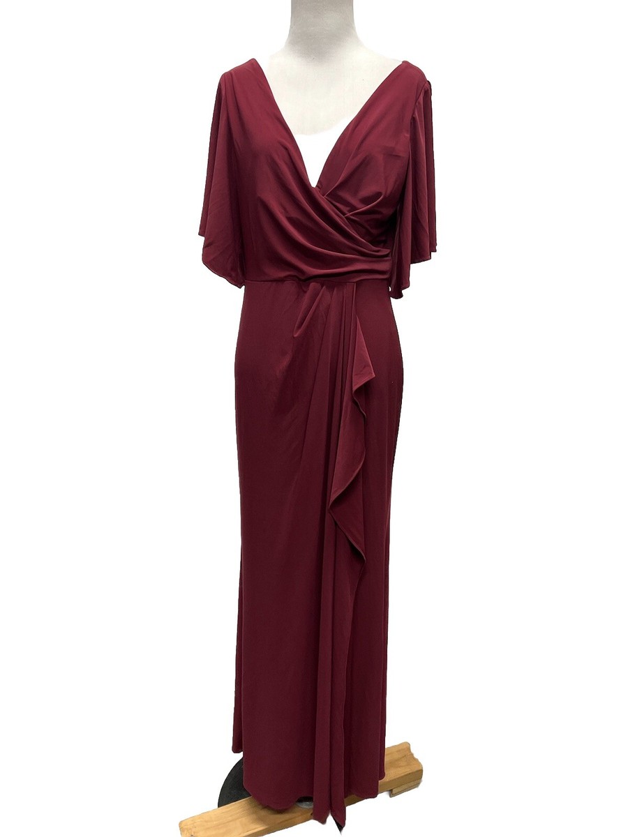 faux wrap bridesmaid dress Dessy Collection Split Sleeve Size M Cabernet 3107 Maya White Silk Asymmetric size_20/22/XXL SIZE:38/32 Fun and flirty