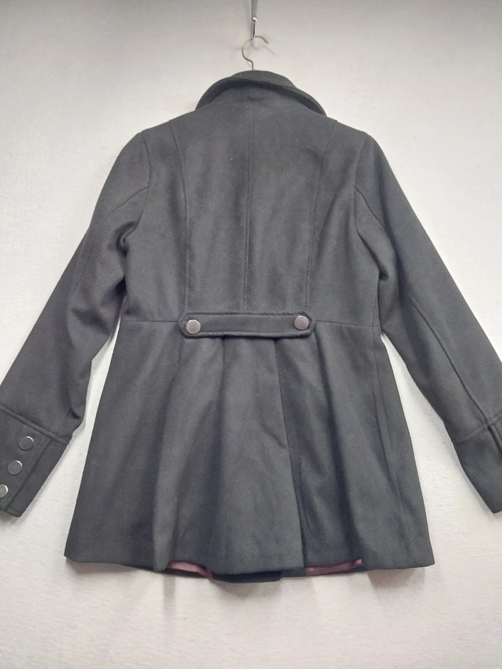 Chaqueta Xhilaration Mujer Talla Mediana Negro Doble Pecho Forrado Abrigo Foto 2 de 4