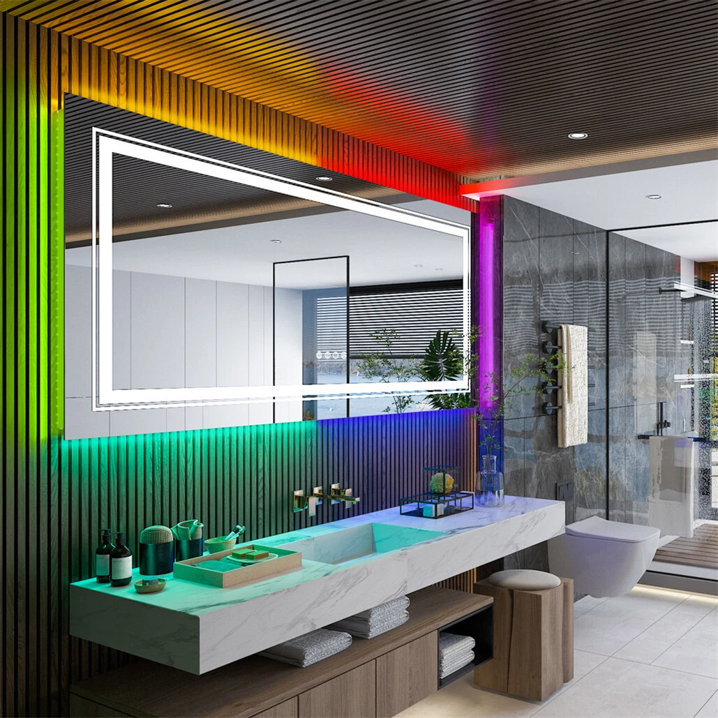600MM 1400MM Oversized 2 Lights Bathroom Vanity Mirrors Dimmable Defog for Hotel