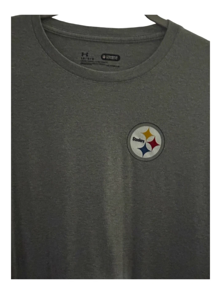 Under Armour & NFL Combine Authentic Heatgear Gray Tee Pittsburgh Steelers Patch - Image 2 of 4