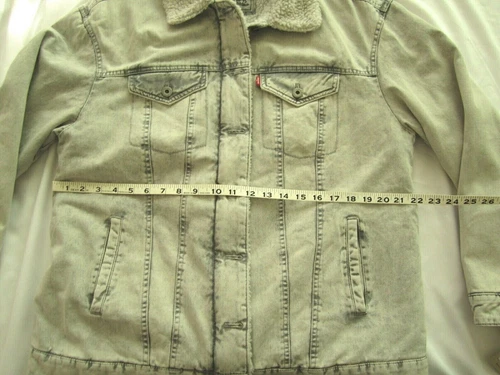 Levis Mens Sherpa Lined Trucker Jacket Grey Acid Wash Denim XL LW8RC790 image 5