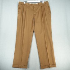 Canali Trousers Mens 60 Brown Wool Cuffed  Smart Office Formal Pants Suit