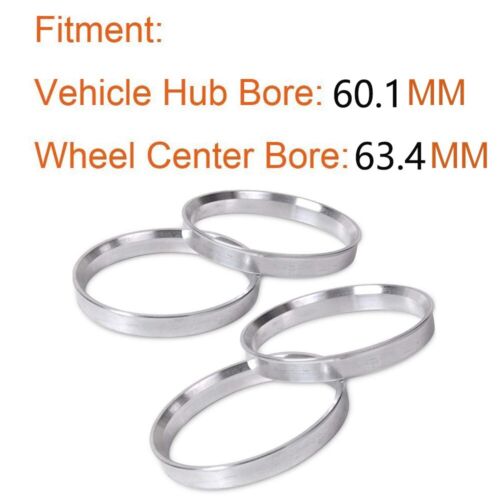 4pc 63.4 to 60.1 Aluminium Wheel Hub Centric Rings OD 63.4mm ID 60.1mm Hubrings - Picture 1 of 2