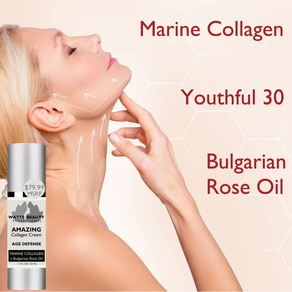 Watts Beauty Increíble Crema de Colágeno Marino, Rostro, Crema Hidratante de Cuello, Spa Favorito Foto 2 de 4