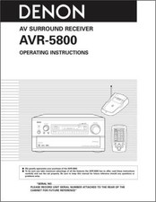 Denon AVR-5800 AV Surround Receiver Owners Manual