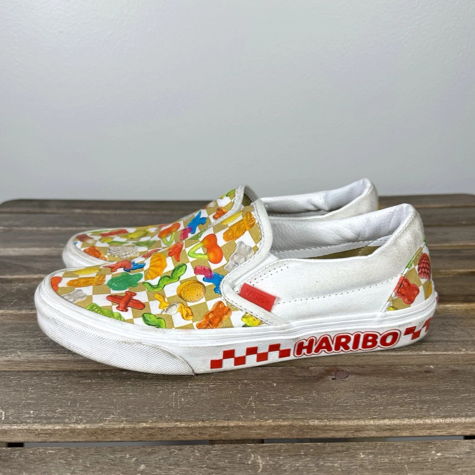 Vans x Haribo Gummy Classic Slip-On Shoes White Gold Mens 6.5 Womwns 8 Sneakers